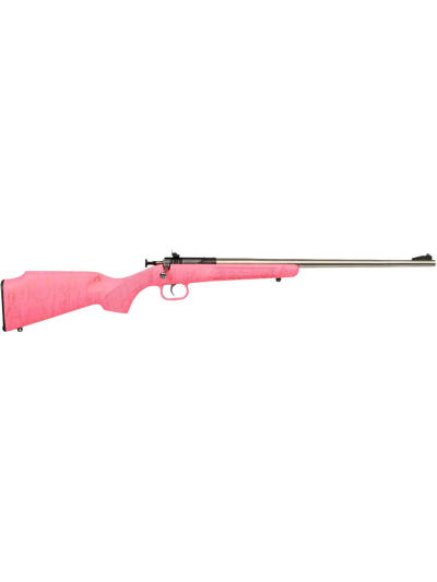 Keystone Crickett Rifle 22 LR Stainless/Pink Syn w/Gold Web Stock