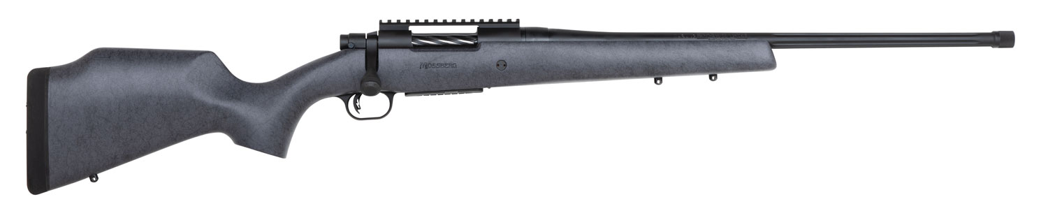 Mossberg 28101 Patriot Long Range Hunter 308 Win Caliber with 5+1 Capacity, 22" Barrel, Threaded/Fluted Matte Blued Metal Finish & Sniper Gray Fixed Monte Carlo Stock Right Hand (Full Size)