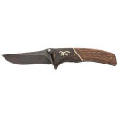 Browning 3220392 Hunter  Large 3.50" Folding Drop Point Plain Black Oxide Stonewashed 440C SS Blade/Brown Jigged Hardwood Walnut Handle Includes Pocket Clip