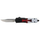 Templar Knife STK332 Gen II Templar Flag Small 2.69" OTF Drop Point Plain Powder Coated 440C SS Blade, 4.31" Templar Flag Aluminum Handle Glass Breaker