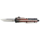 Templar Knife SWUS232 Gen II Wood US Flag Small 2.69" OTF Tanto Plain Powder Coated 440C SS Blade, 4.31" Painted Wood Grain US Flag Aluminum Handle, Glass Breaker