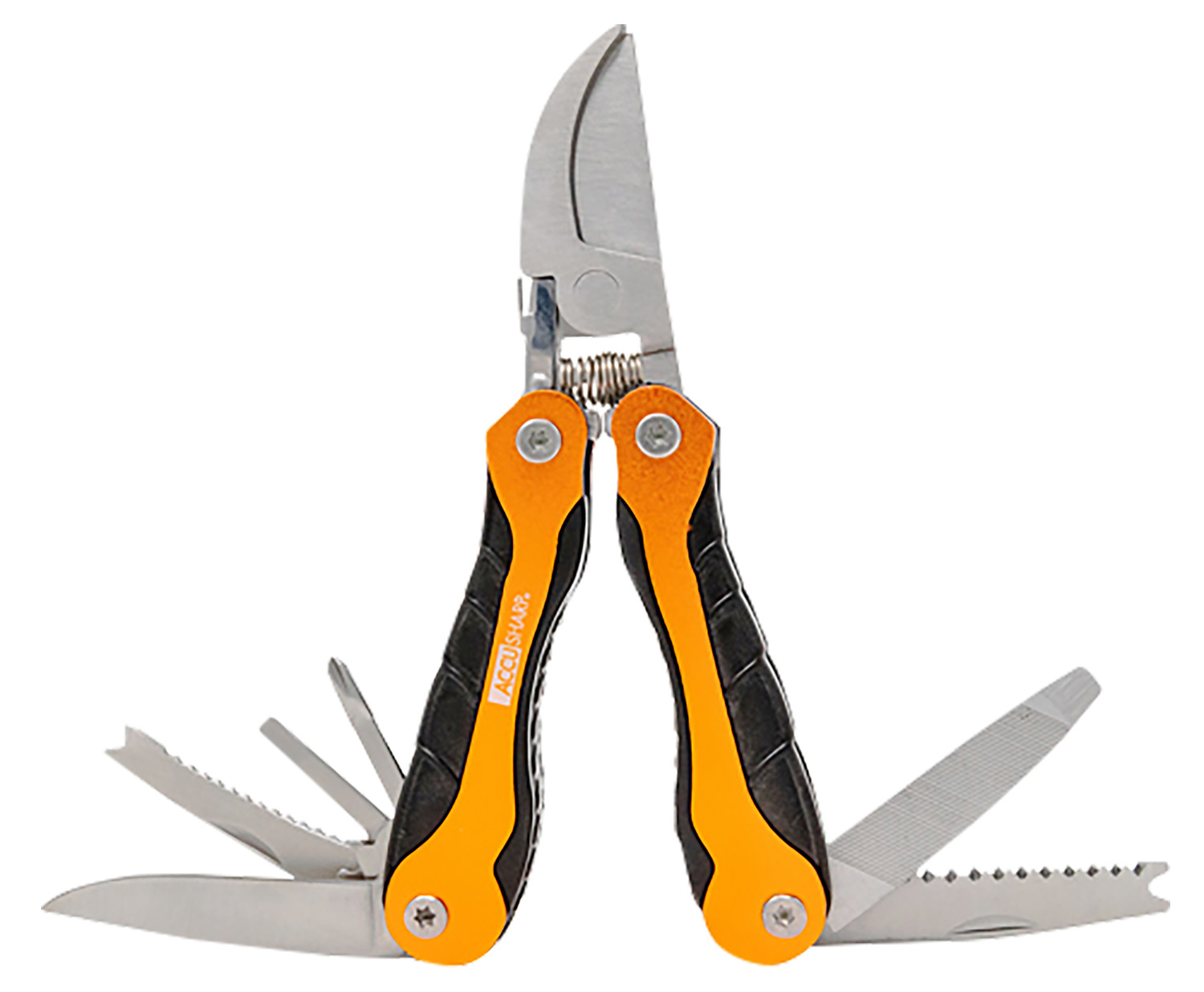 AccuSharp 085C Sportsman's Black/Orange Folding Plain Blade Includes Nylon Case with Belt Clip