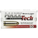 MaxxTech PTGB912B Brass Pistol  9mmLuger 124gr Full Metal Jacket 50 Per Box/10 Case