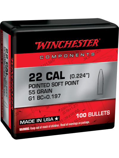 Winchester Ammo WB223SP55X Centerfire Rifle  223Rem 55gr Pointed Soft Point 100 Per Box/10 Case