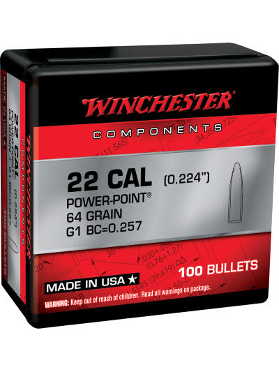 Winchester Ammo WB223PP64X Centerfire Rifle  223Rem 64gr Power Point 100 Per Box/10 Case