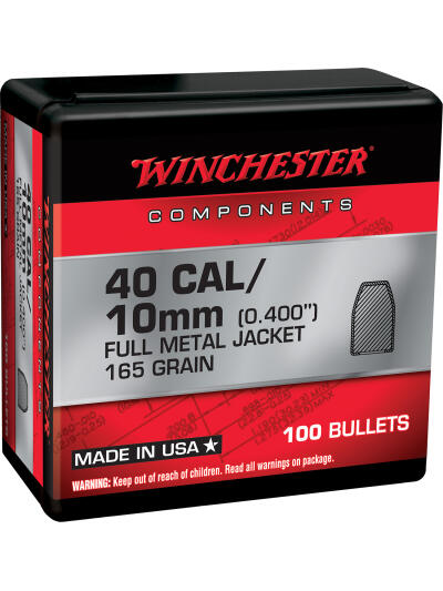 Winchester Ammo WB40TC165X Centerfire Handgun Reloading 40S&W 165gr Full Metal Jacket Truncated Cone 100 Per Box/10 Case