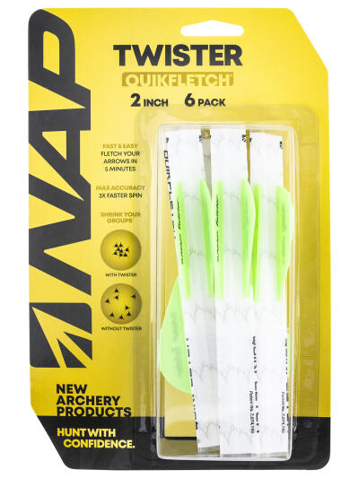 NAP NAP60638 Quickfletch Twister Fletching White Green/ 6 Pack