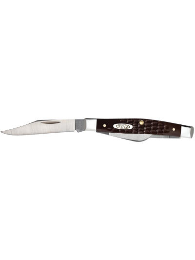 Case 00106 Stockman  Medium 2.42"/1.58"/1.57" Folding Clip/Sheepsfoot/Pen Plain As-Ground Tru-Sharp SS Blade, Brown Jigged Synthetic Handle
