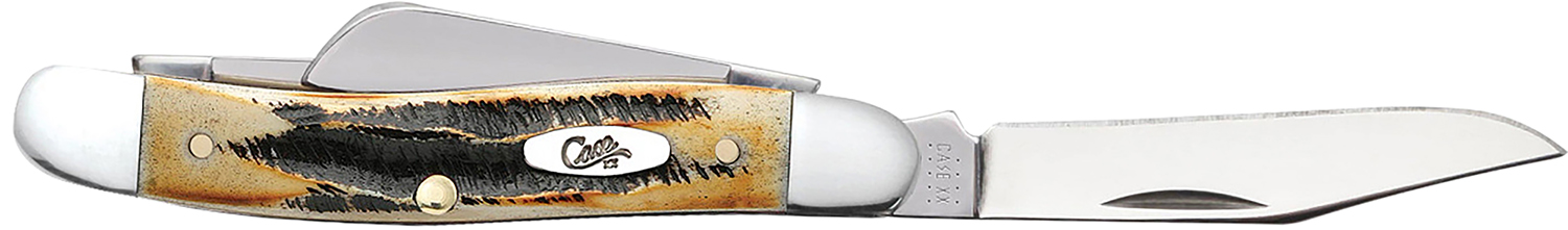 Case 03578 Stockman Medium 2.57"/1.88"/1.71" Folding Clip/Sheepsfoot/Spey Plain Mirror Polished Tru-Sharp SS Blade/Brown Jigged 6.5 BoneStag Handle