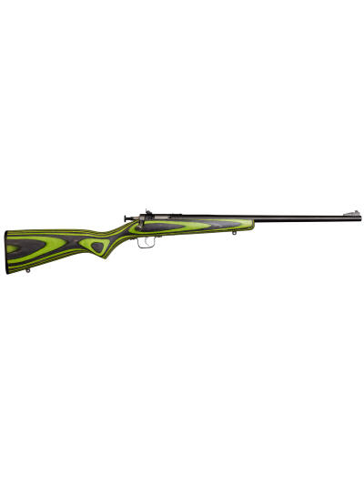 Crickett KSA2231 Youth  22 LR 1rd 16.12" Blued Barrel & Receiver, Fixed Front/Adjustable Rear Peep Sights, Green/Black Laminate Stock w/11.5" LOP, Rebounding Firing Pin Safety
