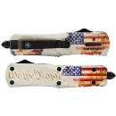 Templar Knife SWTP131 Gen II We The People Small 2.69" OTF Dagger Plain Black Oxide Stonewashed 440C SS Blade, 4.31" White w/Flag & "We The People" Aluminum Handle, Glass Breaker