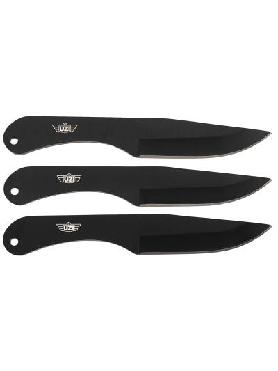 Uzi Accessories UZKTRW004 Throwing Knives IV Three, 8.25" Plain Black Stainless Steel
