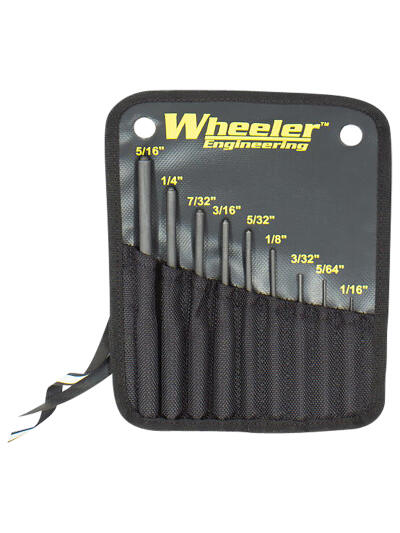 Wheeler 204513 Roll Pin Punch Set  Black Steel Knurled Handle 9 Pieces