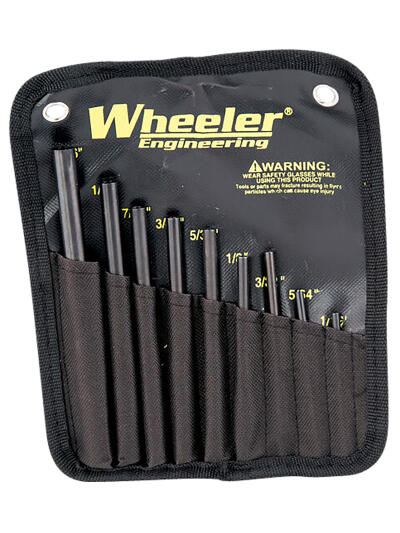 Wheeler 710910 Roll Pin Punch Set Starter Set Black/Yellow Steel Knurled Handle 9 Pieces