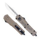CobraTec Knives MWTPFS3DNS FS-3 We The People Medium 3" OTF Drop Point Plain D2 Steel Blade Tan w/"We The People" Aluminum Cerakoted Handle Features Glass Breaker Includes Pocket Clip