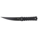 CRKT 2927 HZ6  6.50" Fixed Plain Black Matte Baked-On Anti Rust SK-5 Steel Blade/Black w/Carved X's G10 Handle Includes Sheath