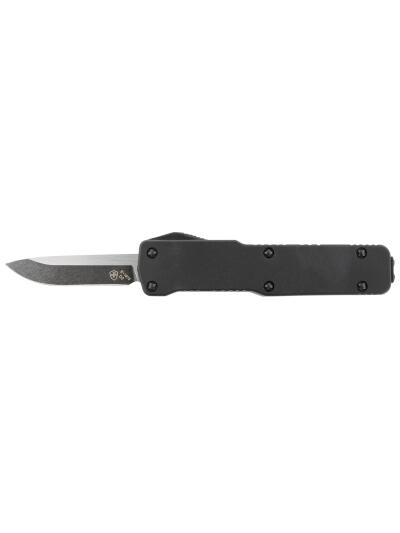 Templar Knife CABR321 Premium LW  Micro 1.85" OTF Drop Point Plain Black Oxide Stonewashed D2 Steel Blade, 3.50" Black Aluminum Handle, California Legal