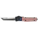 Templar Knife MZBRF221 Premium Weighted Betsy Ross Flag Slim 3.16" OTF Tanto Plain Black Oxide Stonewashed D2 Steel Blade, 4.93" Betsy Ross Flag Aluminum Zinc Alloy Handle