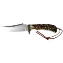 Uncle Henry old 1100035 Next Gen Staglon  4.25" Skinner Plain Satin Stainless Steel Blade 4.25" Staglon Handle Features Brass Finger Guard Includes Sheath