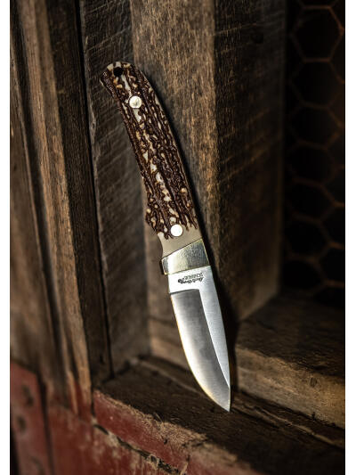 Uncle Henry old 1100089 Next Gen Staglon PH2N Pro Hunter 2.80" Fixed Drop Point Stainless Steel Blade 3.95" Staglon Handle Includes Sharpening Stone/Sheath