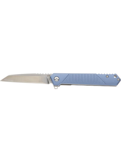 Schrade 1159320 Inert  EDC 3.25" Folding Wharncliffe Part Serrated Satin AUS-10A SS Blade, 4.25" Blue Aluminum Handle