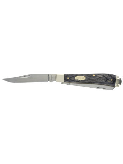 Old Timer 1135990 Heritage Series Trapper 940T 3" Folding Clip Point/Spey Plain D2 Steel Blade, 3.70" Gray Wood Laminate Handle