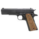 Iver Johnson Arms 1911A1938 1911 A1  38 Super 9+1 5" Black Steel Barrel, Matte Blued Serrated Steel Slide & Frame w/Beavertail, Double Diamond Checkered Walnut Grip