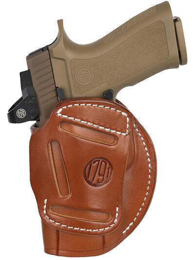 1791 Gunleather 4WH6CBRR 4-Way  IWB/OWB Size 06 Classic Brown Leather Belt Clip Compatible w/ Glock 17/Ruger American Pistol Right Hand