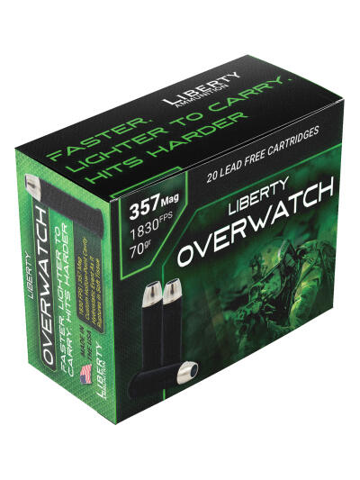 Liberty Ammunition LAOW357701830 OverWatch  357Mag 70gr Open Cavity Design 20 Per Box/50 Case