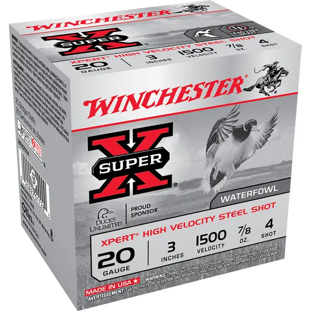 WINCHESTER EXPERT HV STEEL AMO 20GA 3IN 7/8 OZ #4 25RD (10 BOX CASE)