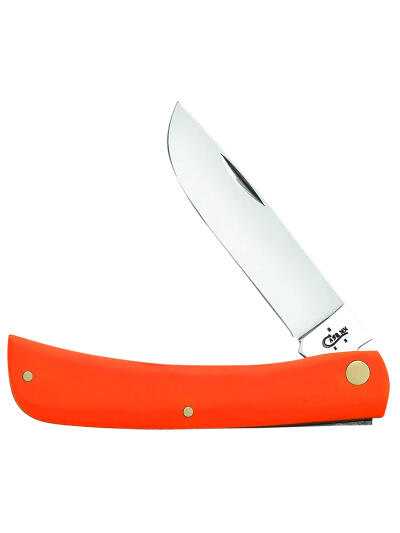 Case 80512 Sod Buster  3.30" Folding Skinner Plain Mirror Polished Tru-Sharp SS Blade, Smooth Orange Synthetic Handle
