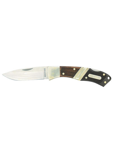 Old Timer 1181069 Mountain Beaver Jr.  2.50" Folding Drop Point Plain Mirror Polished 9Cr18MoV SS Blade, Ebony & Rosewood/Nickel Handle