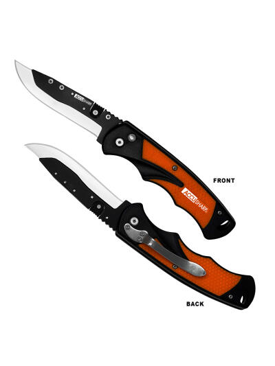 AccuSharp 741C Replaceable Blade Razor  3.50" Folding Plain Stainless Steel Blade/Blaze Orange Ergonomic Anti-Slip Anodized Aluminum Handle/ Includes 2 Replacement Blades/Belt Clip