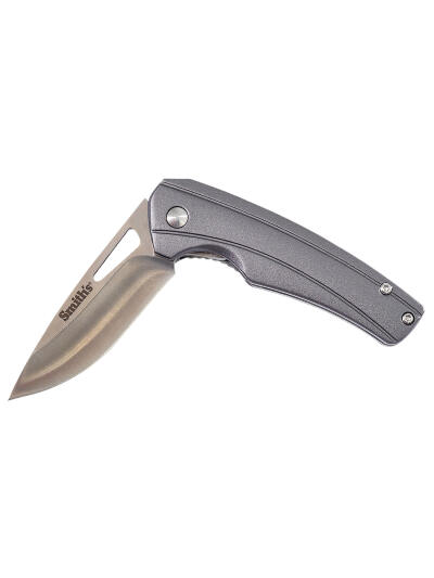 Smiths Products 51246 Istana  2.75" Folding Drop Point Plain Satin 400 SS Blade/Gray Anodized Aluminum Handle Includes Pocket Clip