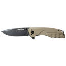 Smiths Products 50995 BattlePlan  3.35" Folding Drop Point Plain Black Stonewashed 400 SS Blade/ Desert Tan G10 Handle Includes Pocket Clip