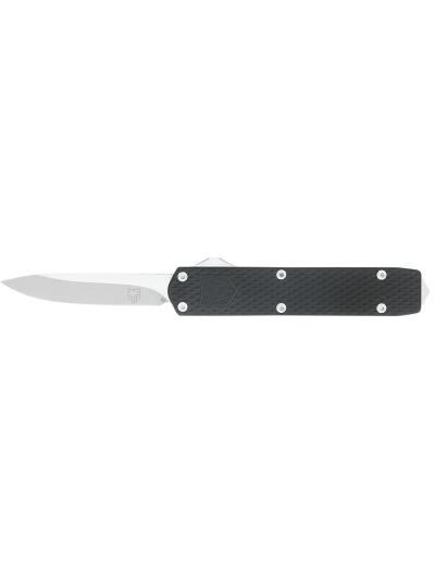 CobraTec Knives MNBLKMGEN2DNS Mini Mamba Gen II 2.25" OTF Plain Stonewashed D2 Steel Blade, 3.38" Black Textured Anodized Aluminum Handle