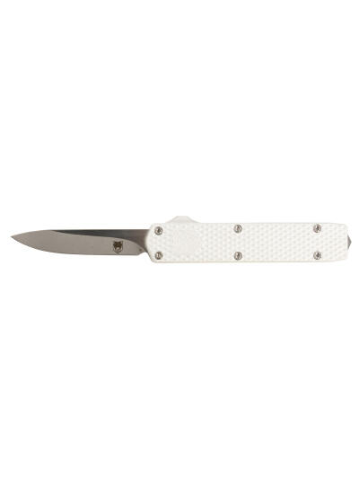 CobraTec Knives MNSILMGEN2DNS Mini Mamba Gen II 2.25" OTF Plain Stonewashed D2 Steel Blade, 3.38" Silver Textured Anodized Aluminum Handle, Features Glass Breaker, Includes Pocket Clip