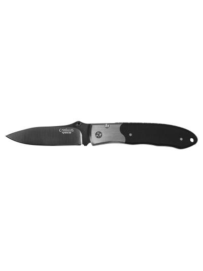 Camillus 18671 Pristine  3" Folding Drop Point Plain Black VG-10 Carbonitride Titanium Blade, Black/Silver G10/SS Handle