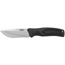 Camillus 19232 Western Black River 3.75" Fixed Drop Point Plain Satin 420 Steel Titanium Bonded Blade, Black Rubber Handle, Includes Sheath