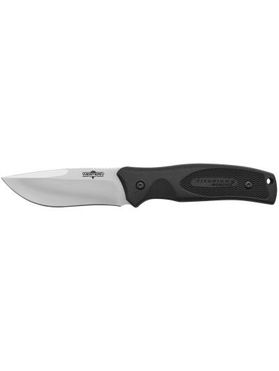 Camillus 19232 Western Black River 3.75" Fixed Drop Point Plain Satin 420 Steel Titanium Bonded Blade, Black Rubber Handle, Includes Sheath