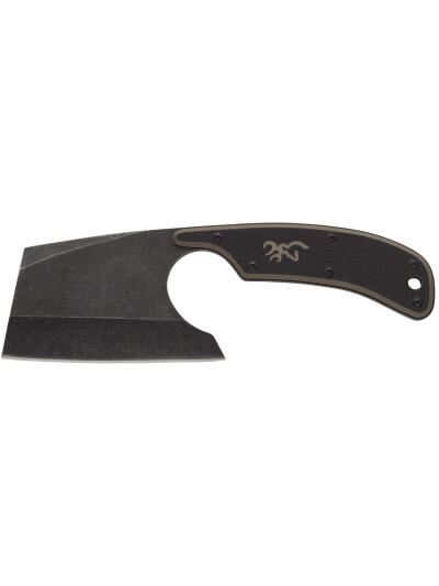 Browning 3220322 Cutoff Camp 2.50" Fixed Cleaver Plain Black Black Oxide Stonewashed 9Cr14MoV SS Blade, Black/Tan G10 Handle