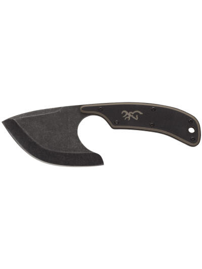 Browning 3220323 Cutoff  2.50" Fixed Skinner Plain Black Black Oxide Stonewashed 9Cr14MoV SS Blade, Black/Tan G10 Handle