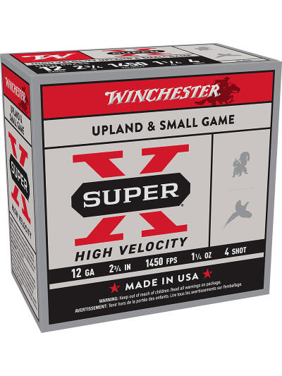 Winchester Ammo X12HV4 Super X High Velocity 12Gauge 2.75" 1 1/4oz 4Shot 25 Per Box/10 Case