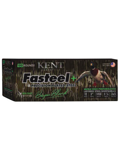 Kent Cartridge CC123FSP363X5 Fasteel + Precision Steel Sports South Exclusive 12 Gauge 3" 1 1/4 oz 3x5 Shot 100 Per Box/2 Cs