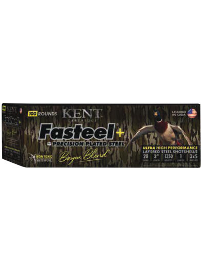 Kent Cartridge CC203FSP283X5 Fasteel + Precision Steel Sports South Exclusive 20 Gauge 3" 1 oz 3x5 Shot 100 Per Box/2 Cs
