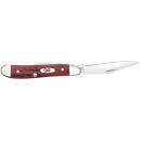 Case 00781 Peanut  Medium 2.10"/1.53" Folding Clip Point/Pen Plain Mirror Polished Tru-Sharp SS Blade Corn Cob Jigged Old Red Bone Handle