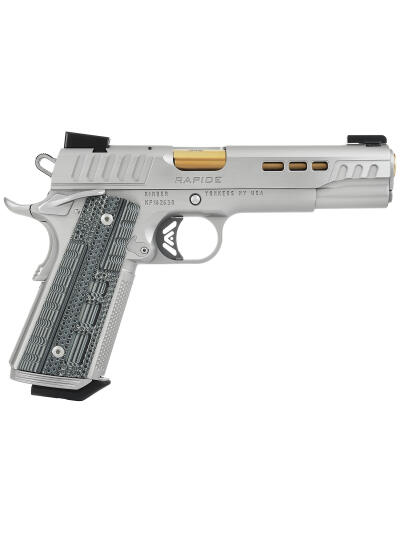 Kimber Mfg.,inc 3000420CA Rapide Dawn (CA) (MA) 9mm 9+1 5" KimPro Silver Front and Rear Serrations Stainless Steel Slide Gray/black Rapide G10 Grip