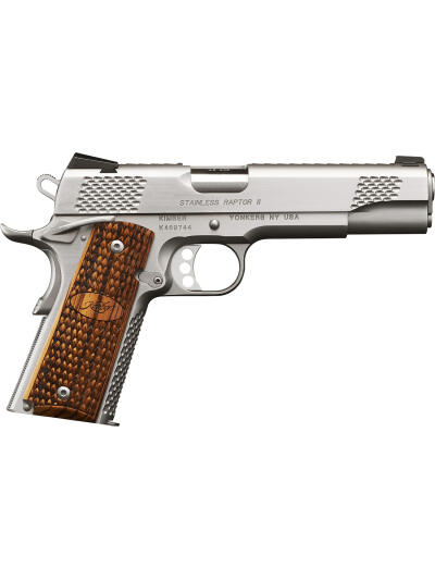 Kimber Mfg.,inc 3200181CA Stainless Raptor II (CA) 45 ACP 8+1 5" Brush Polished Front Serrations Stainless Steel Slide