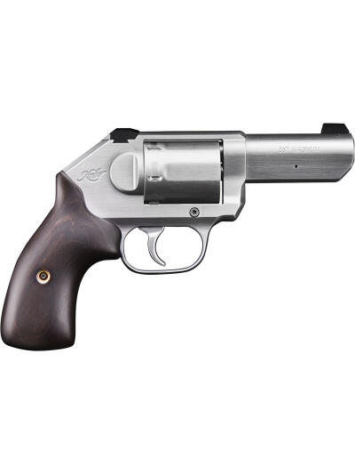 Kimber Mfg, Inc 3400011CA K6S *CA Compliant DAO 357 Mag 6 Shot 3" Brushed Stainless Steel Barrel, Cylinder & Frame, Large Smooth Walnut Grip, Concealed Hammer