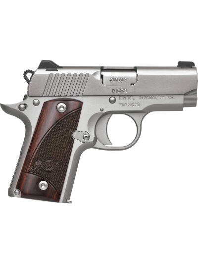 Kimber Mfg.,inc 3300207 Micro Stainless Rosewood NS 380 ACP 7+1 2.75" Stainless Steel Slide Satin Silver Smooth/Checkered Rosewood Grip